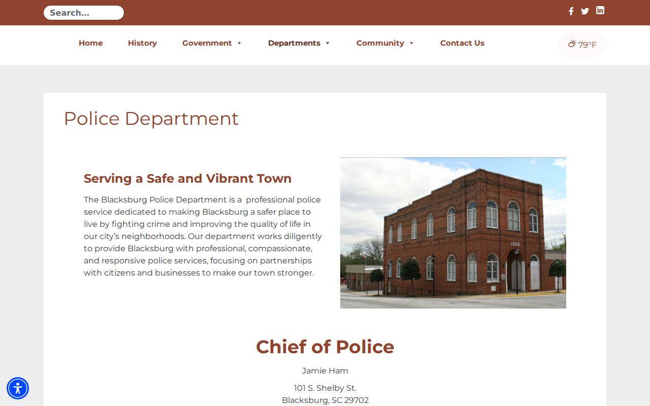 Blacksburg criminal records at the Blacksburg Police Department