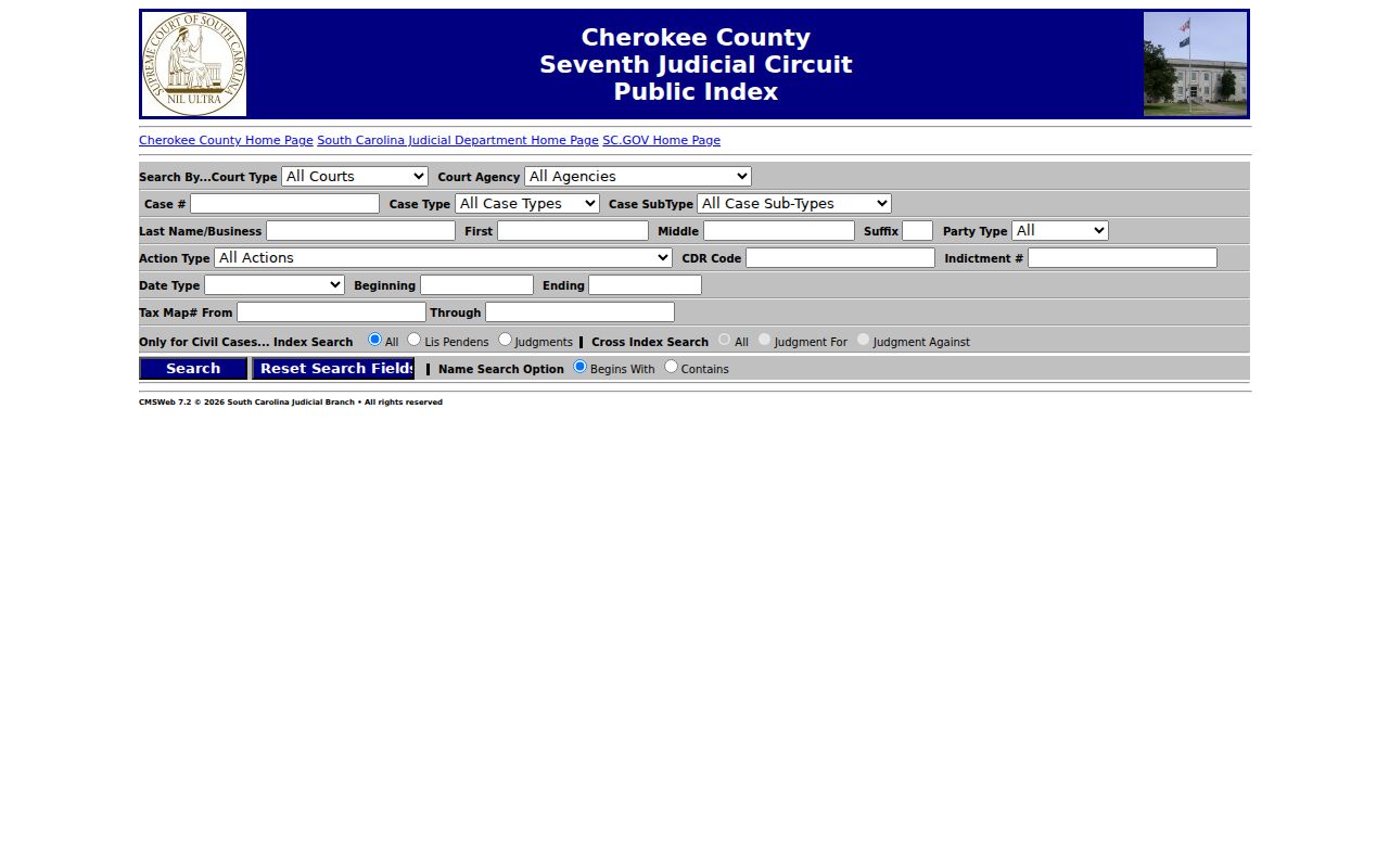 Cherokee County criminal court case Public Index search