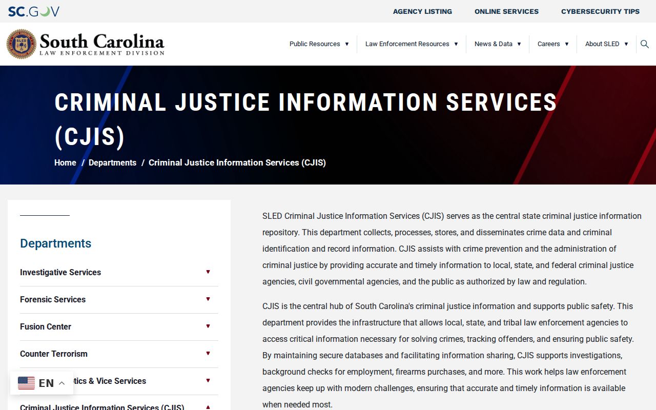 Cherokee County criminal history SLED repository guidance