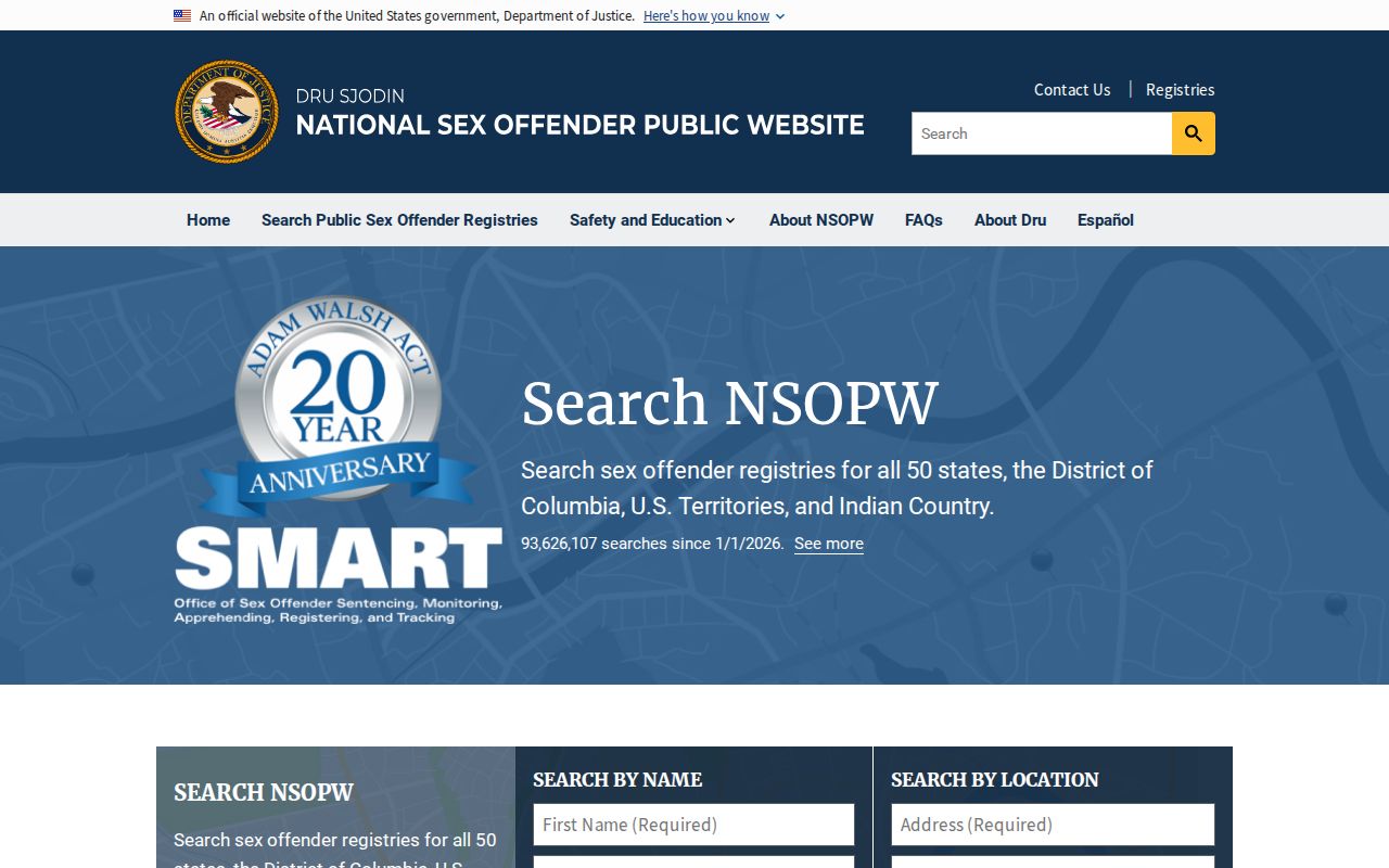 National search layer for a Cherokee County sex offender lookup